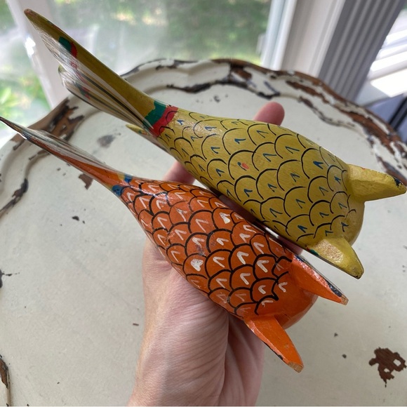 Set of 6 Hand Painted Wooden Tropical Fish Napkin Rings Holders Vintage - Picture 9 of 16
